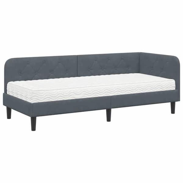 Maison Exclusive - Mörkgrå hörnsängram 80 x 200 cm Sammet