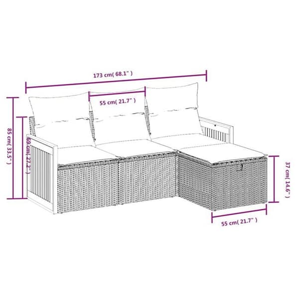 Maison Exclusive - Trädgårdsmöbler med kuddar 4 delar beige flätad resin