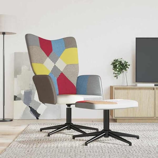 Maison Exclusive - Afslapningsstol med fodskammel Patchwork Stof