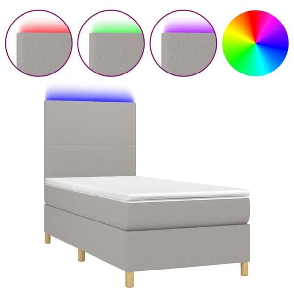 Maison Exclusive - Seng med lameller og madras samt LED Lys Grå 100x200 cm