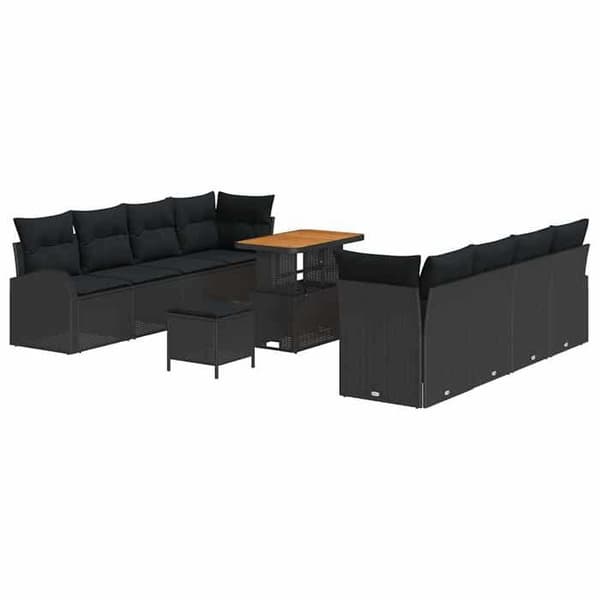 Maison Exclusive - 11-delars trädgårdsoff-set 10-sits svart Svart