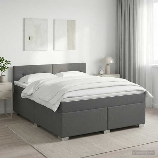 Maison Exclusive - Boxspring säng med madrass Mörkgrå 140 x 190 cm Tyg Mörkgrå