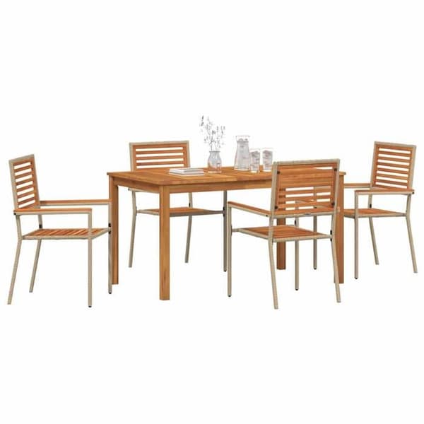 Maison Exclusive - 5-delars matsalsset för trädgård Beige