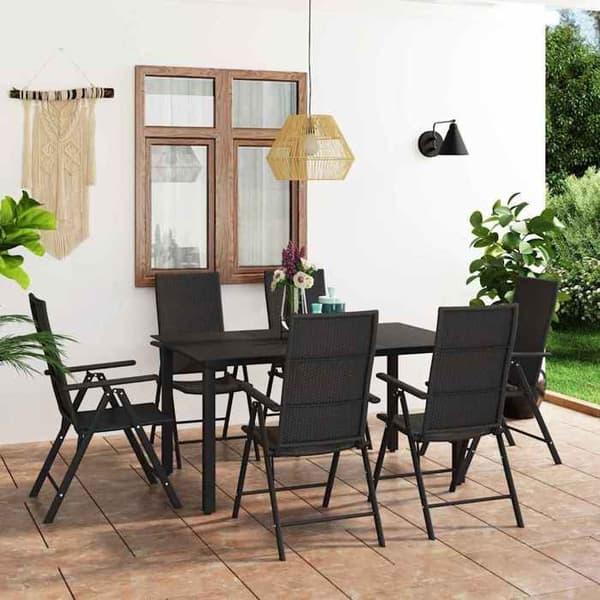 Maison Exclusive - Have spisebordssæt 7 dele sort