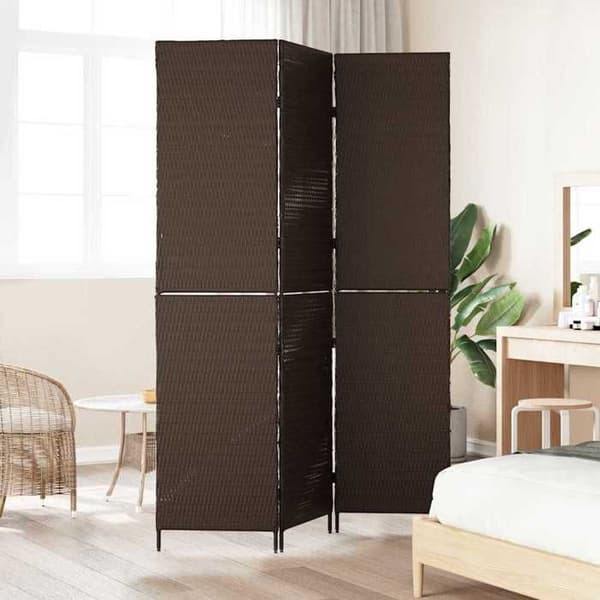 Paravent - EXKLUSIVT HEM - 146 x 180 cm - Polyrotin - Brun - Fällbar, matt finish brun