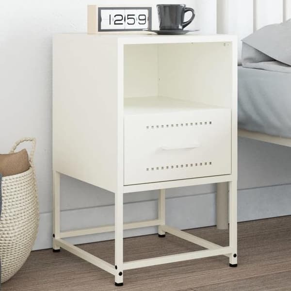 Maison Exclusive - Hvid natbord 36x39x60,5 cm stål