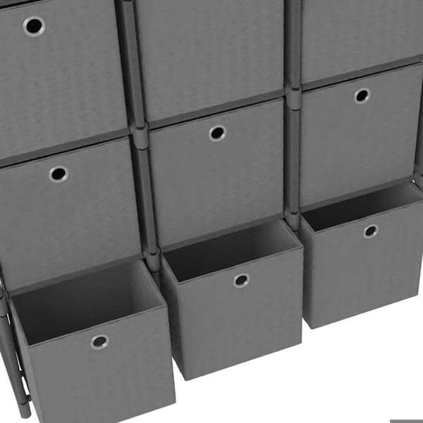 Maison Exclusive - Reol med 15 kuber og kasser Grå 103x30x175,5 cm Stof