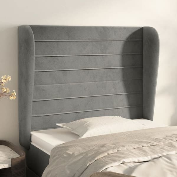 Maison Exclusive - Pääty, jossa korvat, Vaaleanharmaa 93x23x118/128 cm Sametti ljusgrått