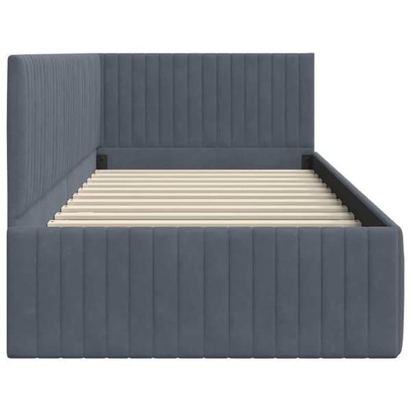 Maison Exclusive - Mørkegrå hjørneseng 90 cm x 200 cm Velour Mörkgrå
