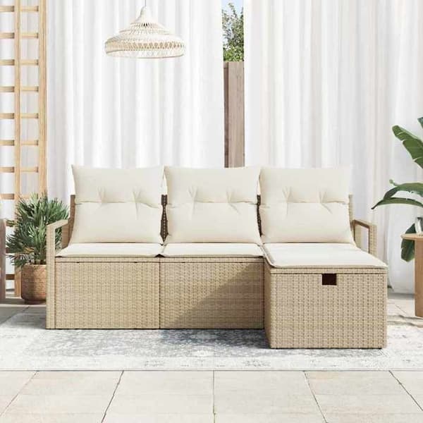 Trädgårdsmöbler - EXKLUSIVT HUS - Modulär - Beige - Poly rattan & stål - Justerbart bord beige