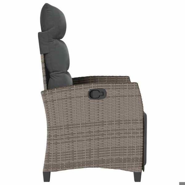 Maison Exclusive - Justerbar havestol med sidebord i grå polyrotin Grå (polyrotin)