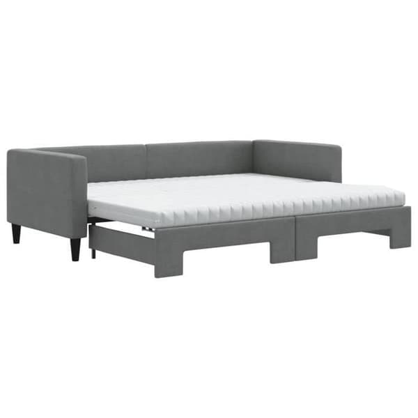 Maison Exclusive - Dagbädd med utdragssäng och mörkgrå madrass 90x200 cm tyg mörkgrå