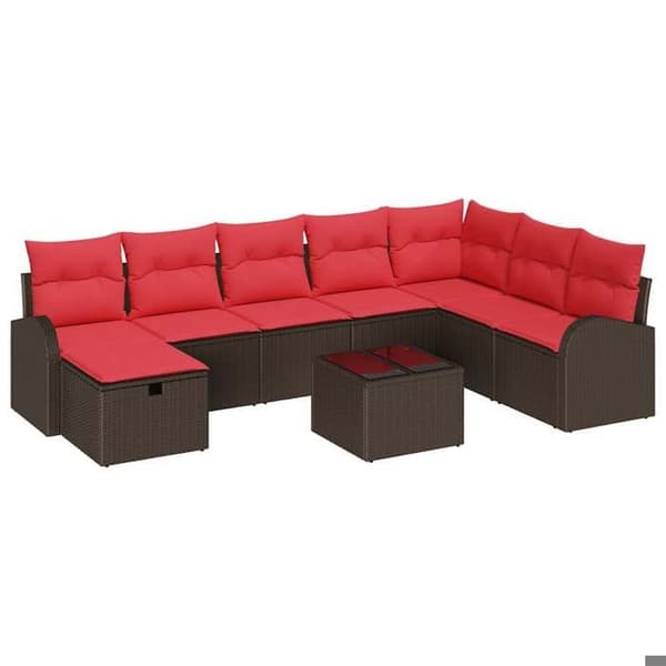 Maison Exclusive - 9-delars soffgrupp 8-sits brun och röd