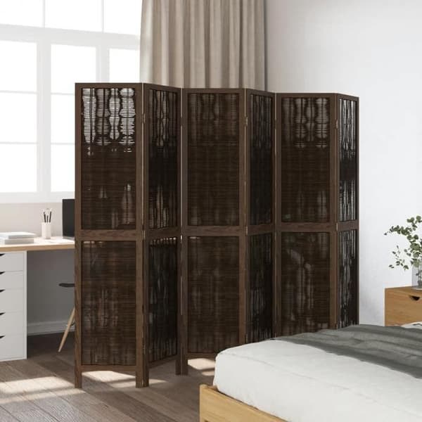 Maison Exclusive - Skillevæg 6 paneler mørkebrun massiv paulownia