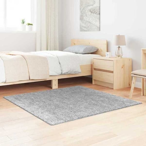 Tæppe - EKSKLUSIV HUS - 120 x 120 cm - Shaggy - Antiskrid - Grå Grå