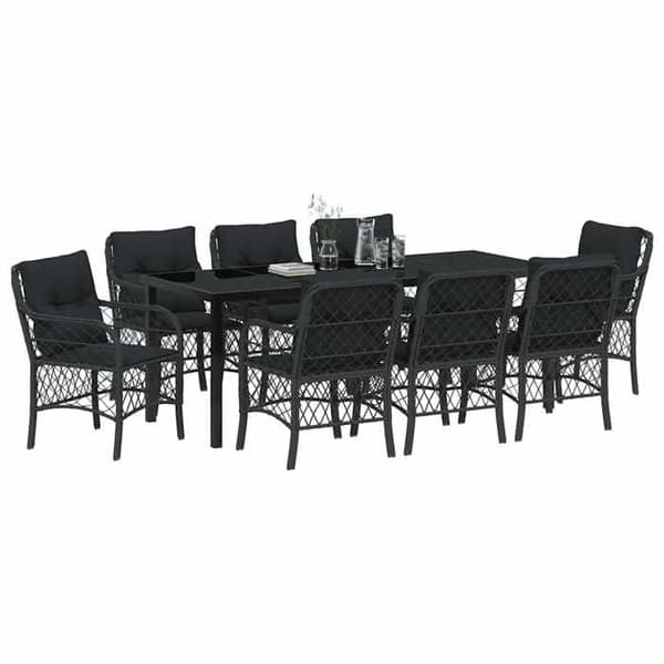 Maison Exclusive - 9 pc have spisebordssæt i sort polyrotin Svart
