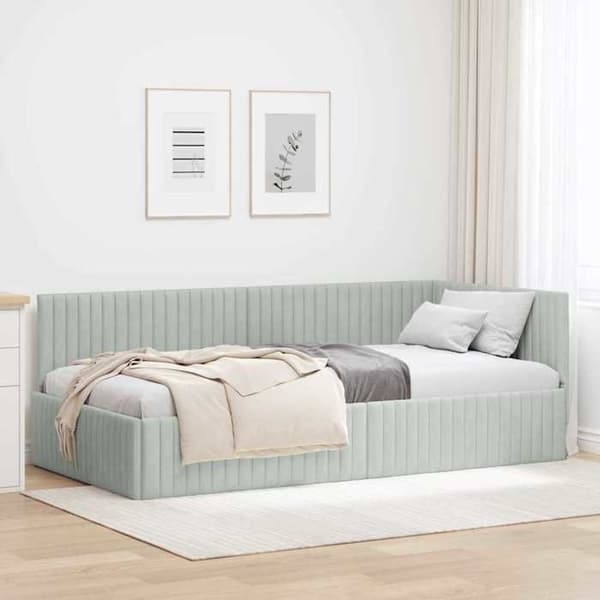Maison Exclusive - Vaaleanharmaa kulmasänky 100 cm x 200 cm Sametti
