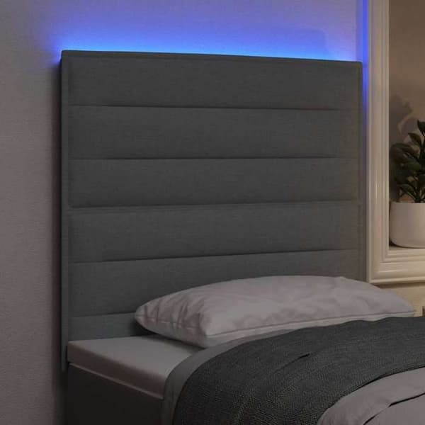 Maison Exclusive - LED-hovedgærde med LED-strips Lys grå 100 cm stof
