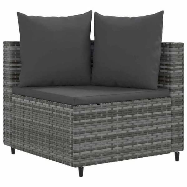 Maison Exclusive - Trädgårdsmöbler 5 delar med grå kuddar i flätad resin