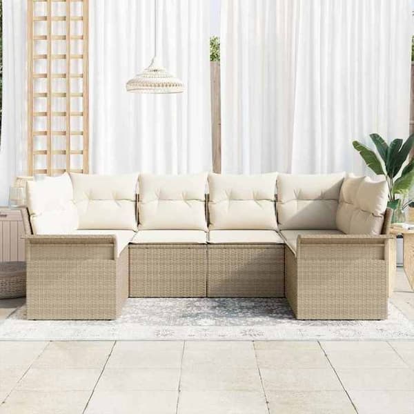 Maison Exclusive - Sæt af 6 pc. have-sofa i beige poly rattan