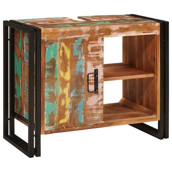 Maison Exclusive - Underskåp med hylla Multicolor Återvunnet Trä Solid Flerfärgad