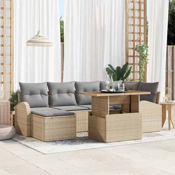 Maison Exclusive - 7 osan beige ja vaaleanharmaa puutarhakalustesarja