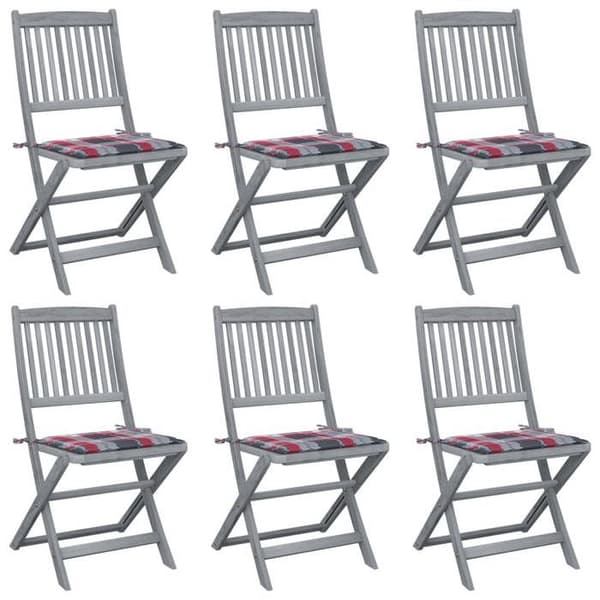 Maison Exclusive - Fällbara utomhusstolar set om 6 och kuddar i akaciaträ