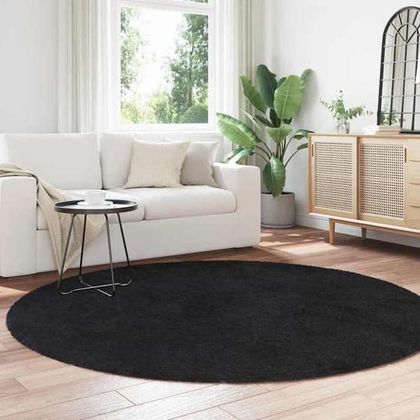 Maison Exclusive - NAVARRA musta pitkäkarvainen shaggy-matto 200x200 cm polyesteri