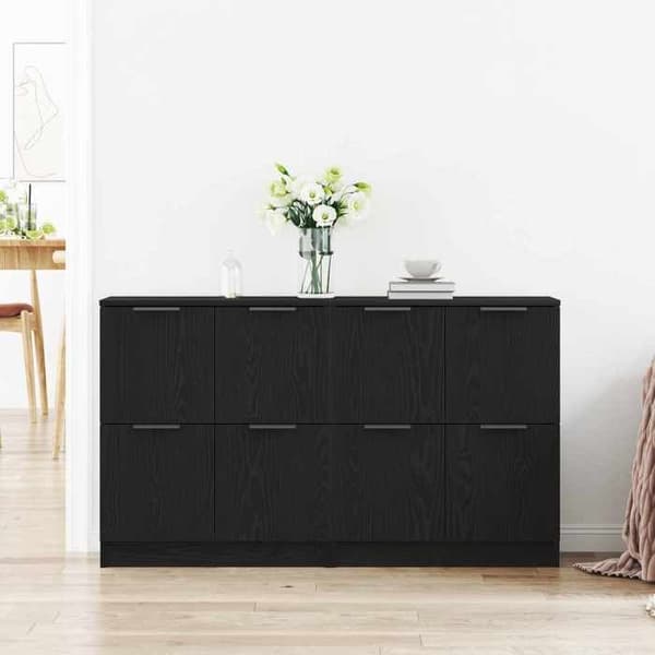 Buffet 2 dele - EKSKLUSIVT HUS - Moden - Sort eg - Ingeniørtræ - 60 x 30 x 70 cm svart ek