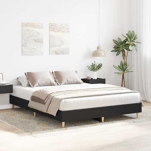 Sengestel - EKSKLUSIV HUS - 150x200 cm - Sort - Ingeniørtræ - Lamelseng Svart