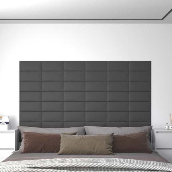 Væghovedgærde - EKSKLUSIV HUS - 12 stk - Grå - 30 x 15 cm - Stof & træ, moderne design Grå