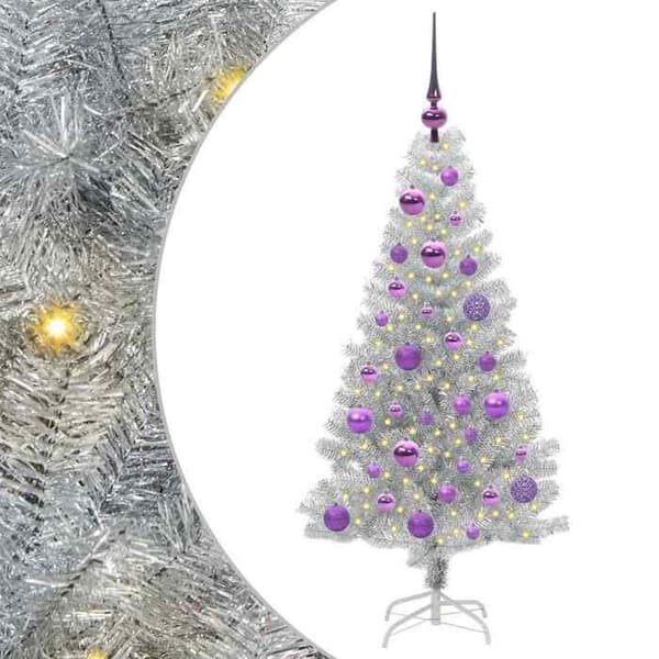 Juletræ - EKSKLUSIV HUS - 120 cm - Sølv - PVC - LED USB Pengar
