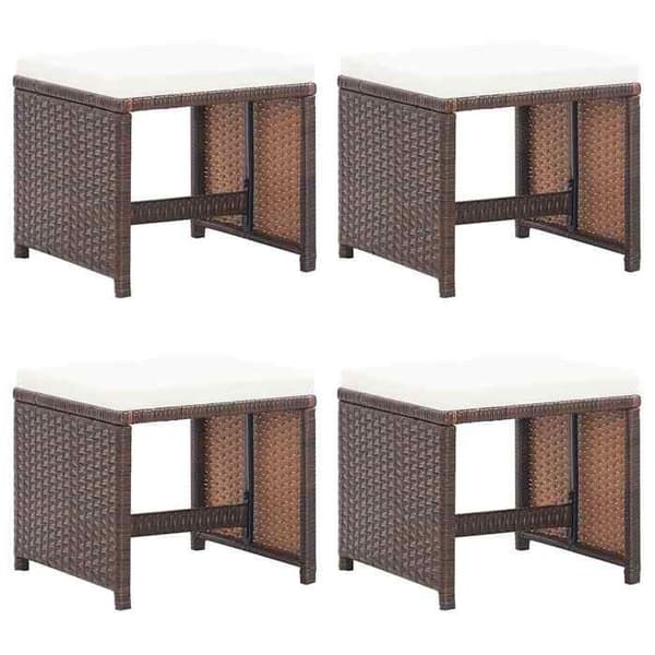 Maison Exclusive - Trädgårdsstolar set om 4 med kuddar i flätad resin Brun brun