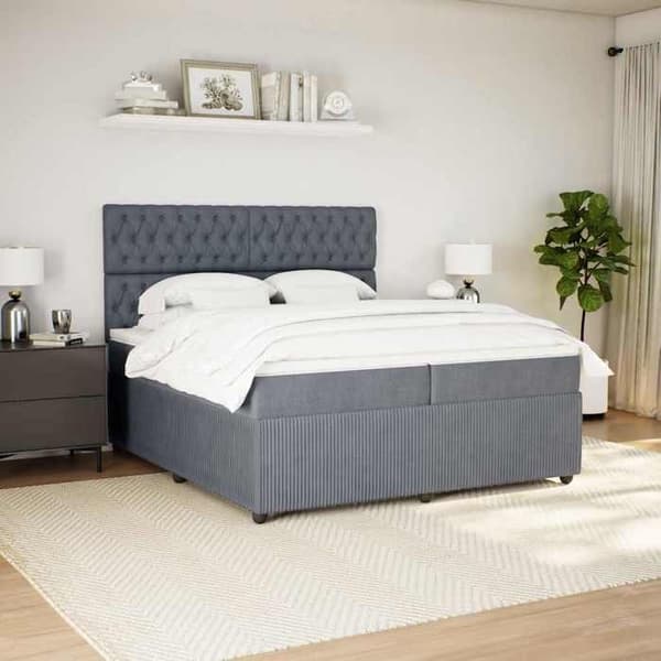 Maison Exclusive - Sänkylaatikko ja harmaa samettimatrassi 200x200cm