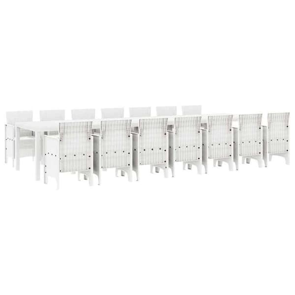 Ensemble bord och stolar - EXKLUSIV HEM - 15 delar - Vit - Poly rattan - 400×100 cm Vit