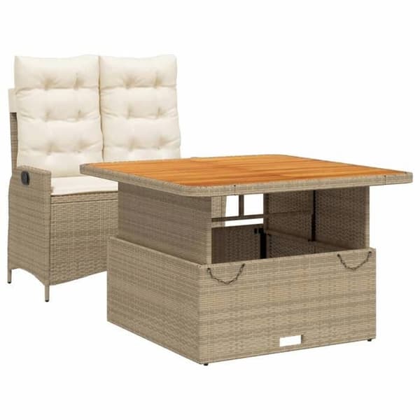 Maison Exclusive - Puutarhakalusteryhmä ja 2 kpl beige polyrottinkityynyä