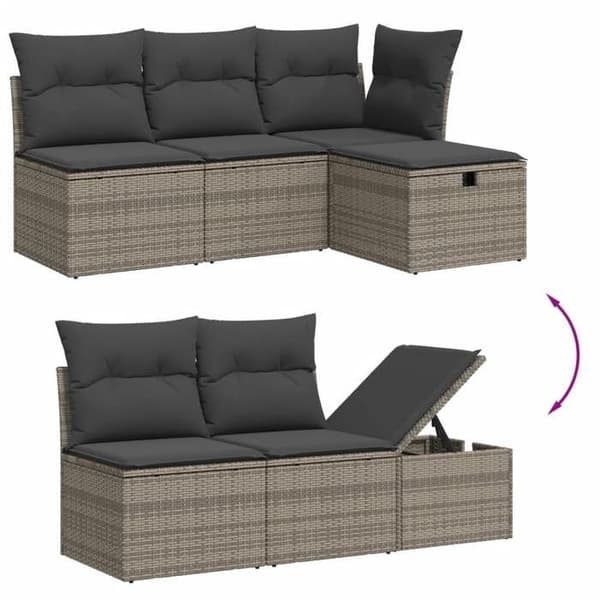 Maison Exclusive - Trädgårdsmöbler 6 delar med grå kuddar i flätad resin