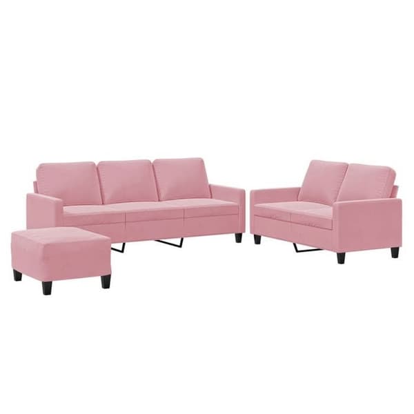 Maison Exclusive - 3-delars soffgrupp med kuddar i rosa sammet