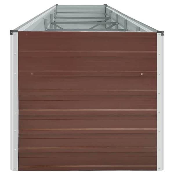 Höjd planteringslåda - EXKLUSIV HEM - 400 x 80 x 77 cm - Galvaniserat stål - Brun - Rektangulär brun