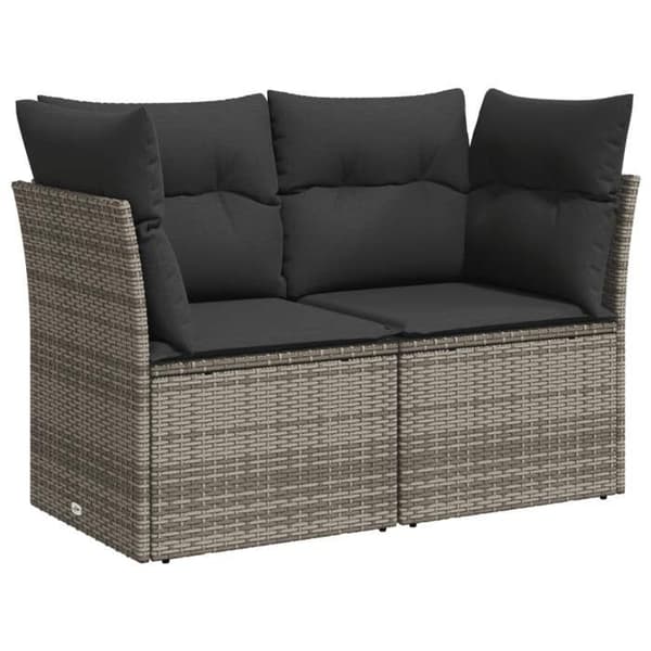 Maison Exclusive - Trädgårdsmöbler med kuddar 7 delar grå flätad resin