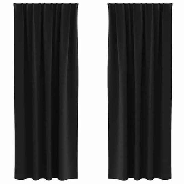 Maison Exclusive - Mørklægningsgardiner med ringe 2 stk Sort 245 x 140 cm