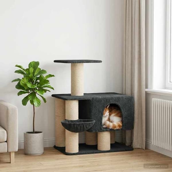 Maison Exclusive - Kattträd med sisal klöspinnar Mörkgrå 96 cm Mørkegrå