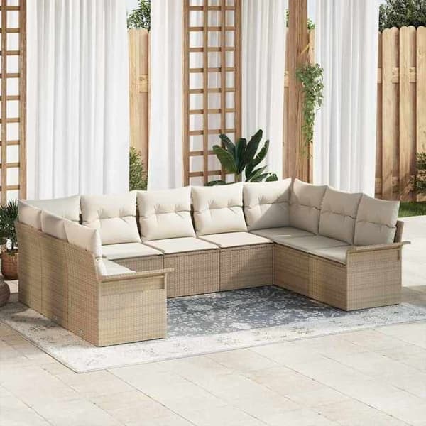 Maison Exclusive - Puutarhakalustesarja beige polyrottinkipatjalla