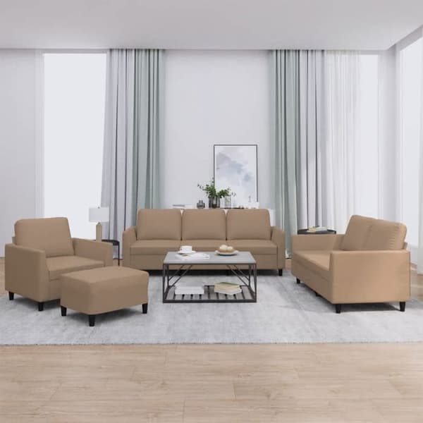 Maison Exclusive - Sæt af 4 sofaer med puder Cappuccino Simil læder