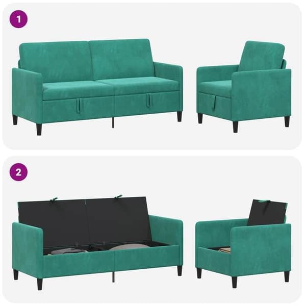 Maison Exclusive - Soffa med förvaring 2 st Turkos Polyester Turkos