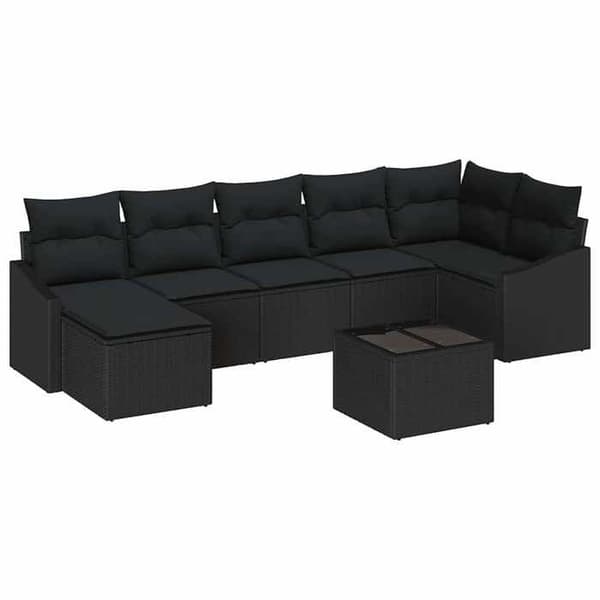 Maison Exclusive - 8 osan puutarhakalustesetti, musta polyrottinki