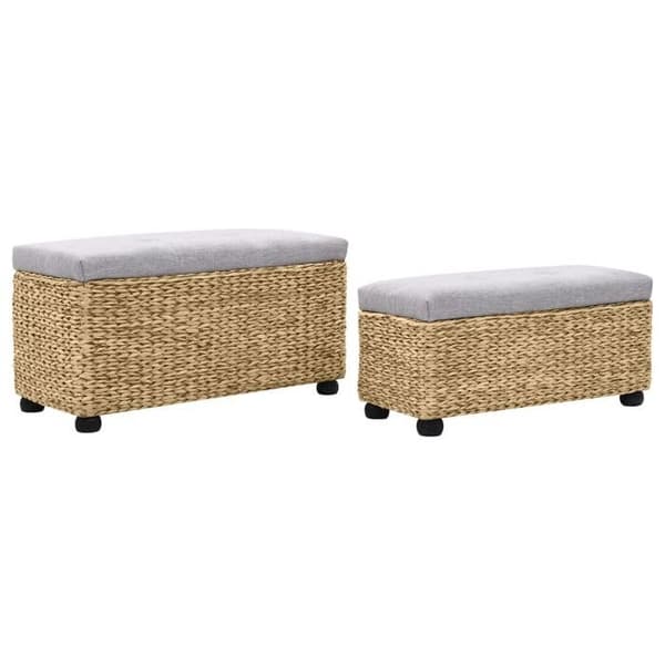 Maison Exclusive - Set med 2 bänkar Vattenhyacint Grå Grå (kuddar)