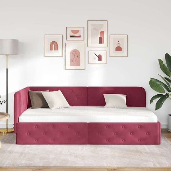 Maison Exclusive - Hörnsängram Bordeaux 100 x 200 cm Sammet