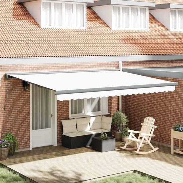 Maison Exclusive - Retractable Markise Hvid 4 × 3 m Lærred og Aluminium