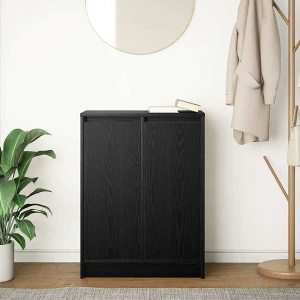 Maison Exclusive - Buffet i sort egetræ 57x34x76 cm i ingeniørtræ